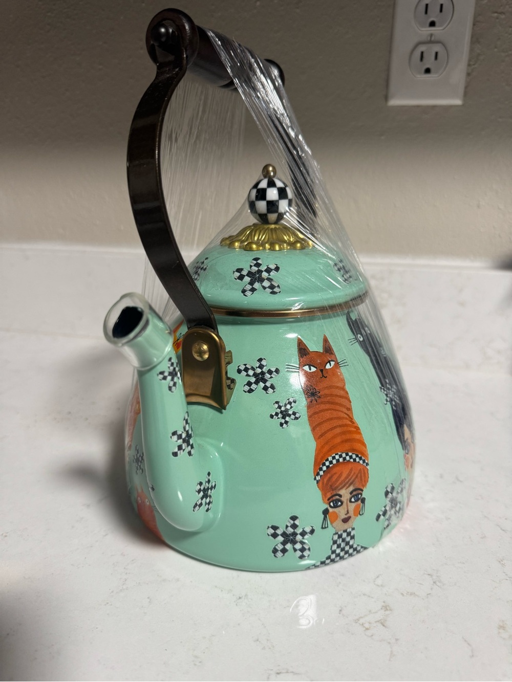 MacKenzie-Childs Cat Lady 2 qt Tea Kettle - Picture 2 of 5